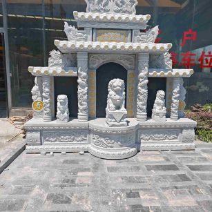 新疆芝麻白中国黑石材套墓 花岗岩墓碑