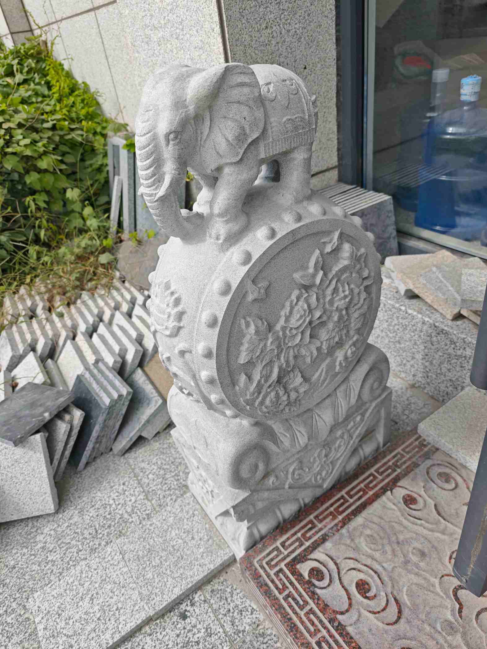 新疆芝麻白抱鼓石 庭院抱鼓石